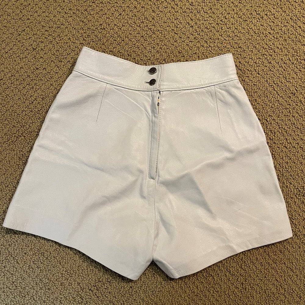 White Leather Shorts